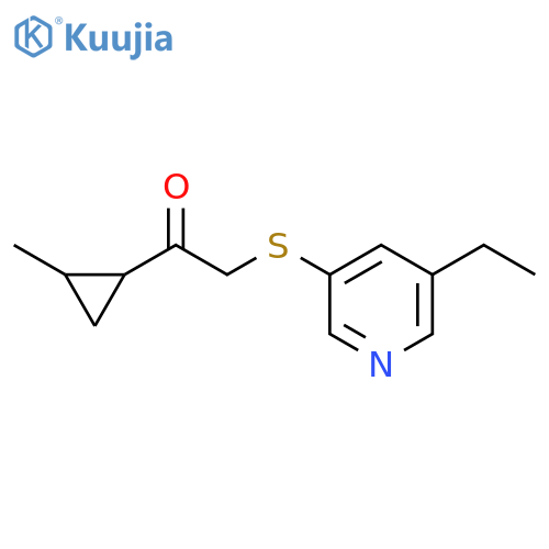 2-(5-ethylpyridin-3-yl)sulfanyl-1-(2-methylcyclopropyl)ethan-1-one structure