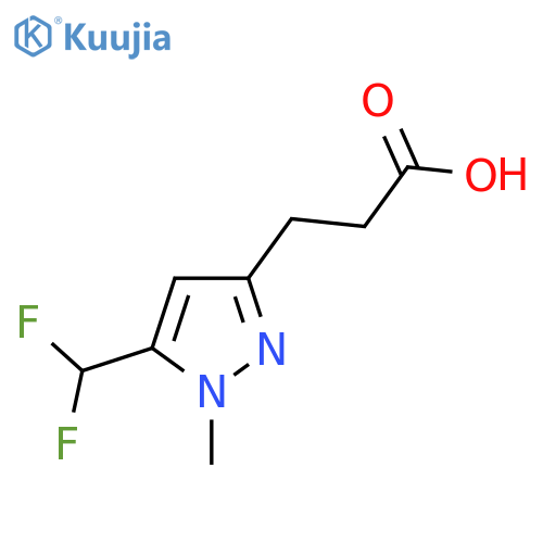 3-5-(difluoromethyl)-1-methyl-1H-pyrazol-3-ylpropanoic acid structure