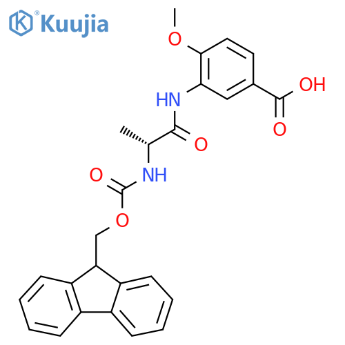 3-(2R)-2-({(9H-fluoren-9-yl)methoxycarbonyl}amino)propanamido-4-methoxybenzoic acid structure