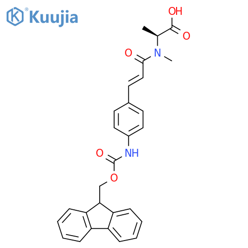 (2S)-2-{3-4-({(9H-fluoren-9-yl)methoxycarbonyl}amino)phenyl-N-methylprop-2-enamido}propanoic acid structure