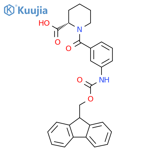 (2S)-1-3-({(9H-fluoren-9-yl)methoxycarbonyl}amino)benzoylpiperidine-2-carboxylic acid structure