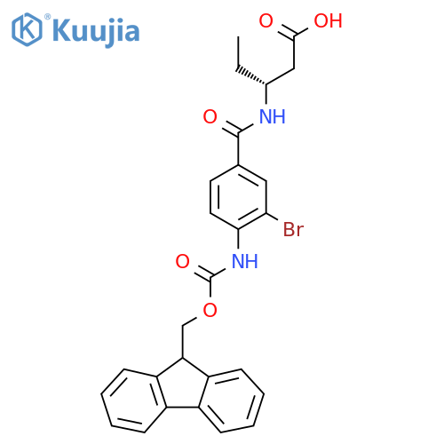 (3R)-3-{3-bromo-4-({(9H-fluoren-9-yl)methoxycarbonyl}amino)phenylformamido}pentanoic acid structure