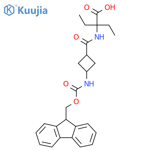 2-ethyl-2-{(1s,3s)-3-({(9H-fluoren-9-yl)methoxycarbonyl}amino)cyclobutylformamido}butanoic acid structure