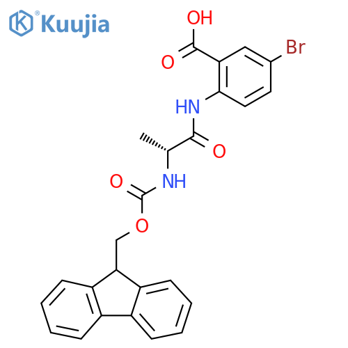 5-bromo-2-(2R)-2-({(9H-fluoren-9-yl)methoxycarbonyl}amino)propanamidobenzoic acid structure