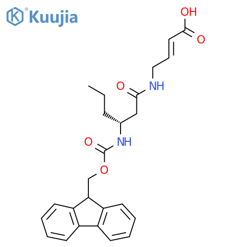 4-(3R)-3-({(9H-fluoren-9-yl)methoxycarbonyl}amino)hexanamidobut-2-enoic acid structure