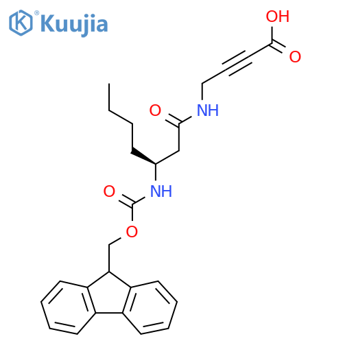4-(3S)-3-({(9H-fluoren-9-yl)methoxycarbonyl}amino)heptanamidobut-2-ynoic acid structure