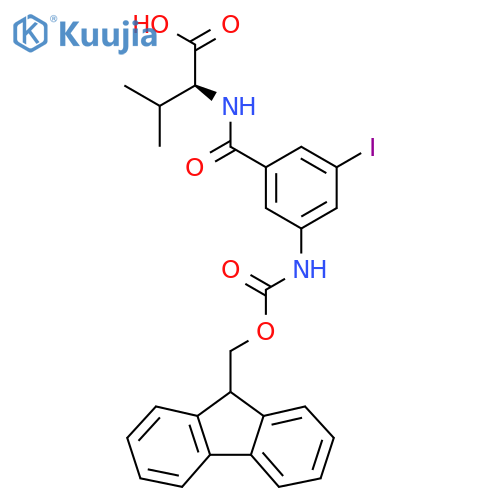 (2S)-2-{3-({(9H-fluoren-9-yl)methoxycarbonyl}amino)-5-iodophenylformamido}-3-methylbutanoic acid structure