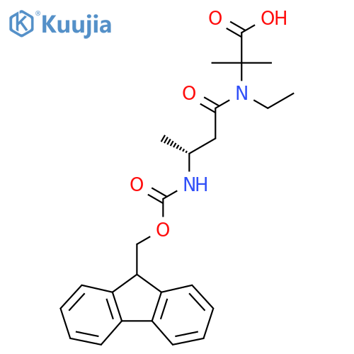 2-(3R)-N-ethyl-3-({(9H-fluoren-9-yl)methoxycarbonyl}amino)butanamido-2-methylpropanoic acid structure