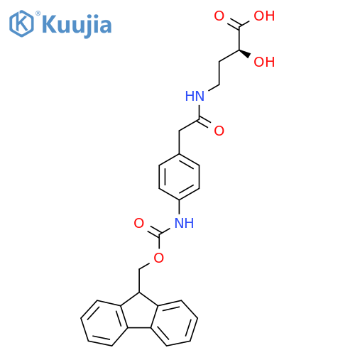 (2S)-4-{2-4-({(9H-fluoren-9-yl)methoxycarbonyl}amino)phenylacetamido}-2-hydroxybutanoic acid structure