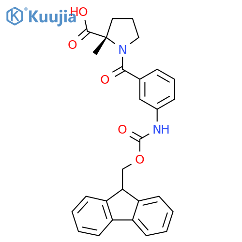 (2S)-1-3-({(9H-fluoren-9-yl)methoxycarbonyl}amino)benzoyl-2-methylpyrrolidine-2-carboxylic acid structure