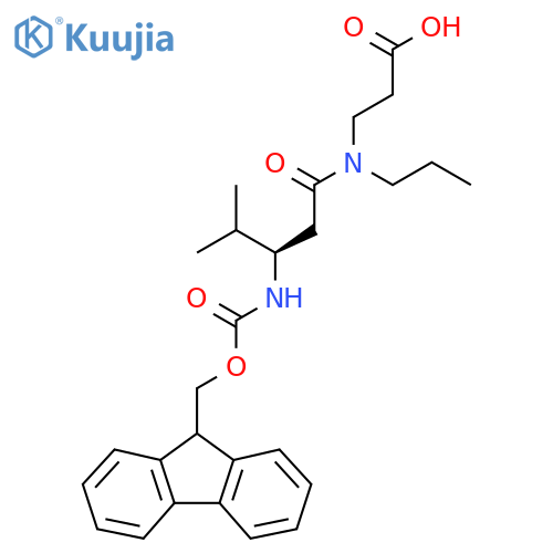 3-(3R)-3-({(9H-fluoren-9-yl)methoxycarbonyl}amino)-4-methyl-N-propylpentanamidopropanoic acid structure