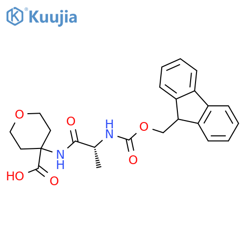 4-(2R)-2-({(9H-fluoren-9-yl)methoxycarbonyl}amino)propanamidooxane-4-carboxylic acid structure