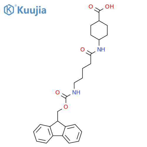 (1r,4r)-4-5-({(9H-fluoren-9-yl)methoxycarbonyl}amino)pentanamidocyclohexane-1-carboxylic acid structure