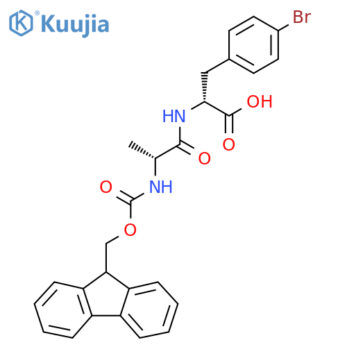(2R)-3-(4-bromophenyl)-2-(2R)-2-({(9H-fluoren-9-yl)methoxycarbonyl}amino)propanamidopropanoic acid structure