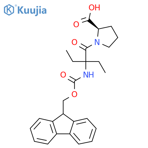 (2R)-1-2-ethyl-2-({(9H-fluoren-9-yl)methoxycarbonyl}amino)butanoylpyrrolidine-2-carboxylic acid structure