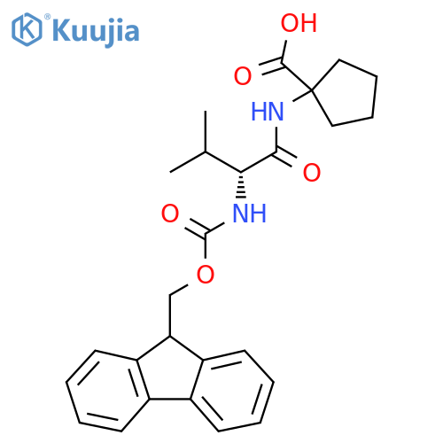 1-(2R)-2-({(9H-fluoren-9-yl)methoxycarbonyl}amino)-3-methylbutanamidocyclopentane-1-carboxylic acid structure