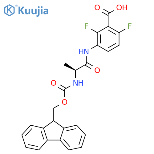 3-(2S)-2-({(9H-fluoren-9-yl)methoxycarbonyl}amino)propanamido-2,6-difluorobenzoic acid structure