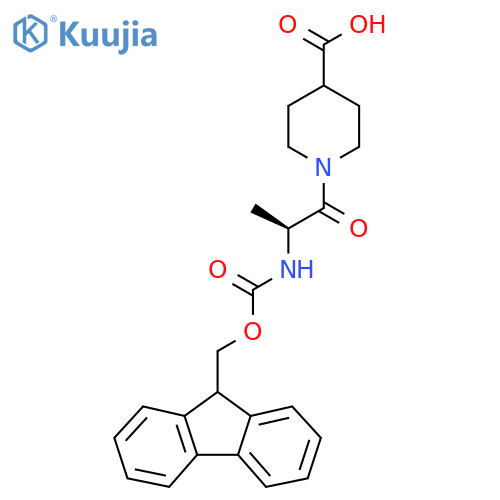 1-(2S)-2-({(9H-fluoren-9-yl)methoxycarbonyl}amino)propanoylpiperidine-4-carboxylic acid structure