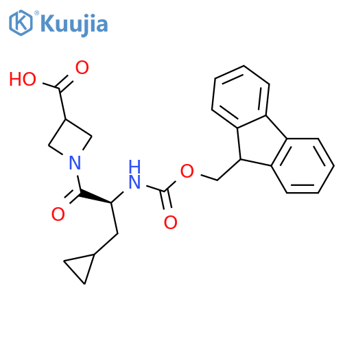 1-(2S)-3-cyclopropyl-2-({(9H-fluoren-9-yl)methoxycarbonyl}amino)propanoylazetidine-3-carboxylic acid structure