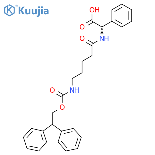 (2S)-2-5-({(9H-fluoren-9-yl)methoxycarbonyl}amino)pentanamido-2-phenylacetic acid structure