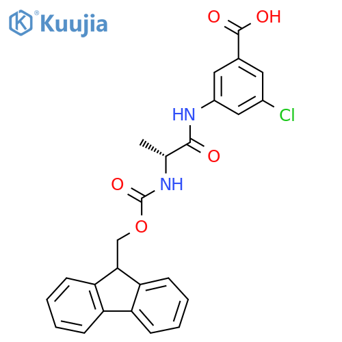 3-chloro-5-(2R)-2-({(9H-fluoren-9-yl)methoxycarbonyl}amino)propanamidobenzoic acid structure