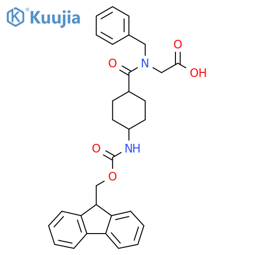 2-{N-benzyl-1-(1s,4s)-4-({(9H-fluoren-9-yl)methoxycarbonyl}amino)cyclohexylformamido}acetic acid structure