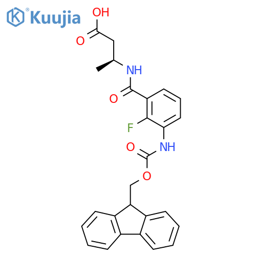 (3S)-3-{3-({(9H-fluoren-9-yl)methoxycarbonyl}amino)-2-fluorophenylformamido}butanoic acid structure