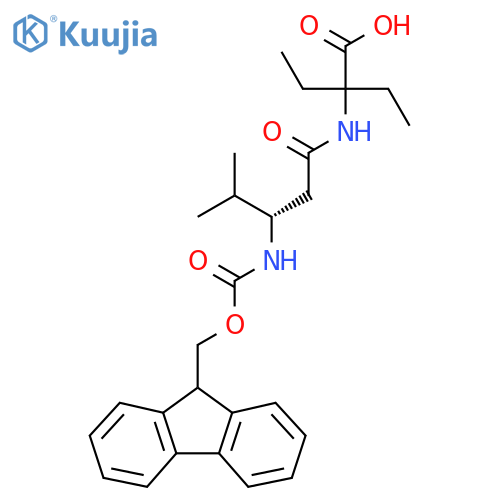 2-ethyl-2-(3S)-3-({(9H-fluoren-9-yl)methoxycarbonyl}amino)-4-methylpentanamidobutanoic acid structure