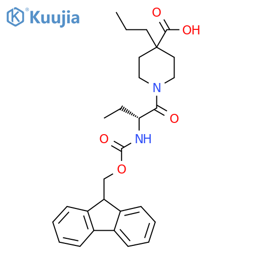 1-(2R)-2-({(9H-fluoren-9-yl)methoxycarbonyl}amino)butanoyl-4-propylpiperidine-4-carboxylic acid structure