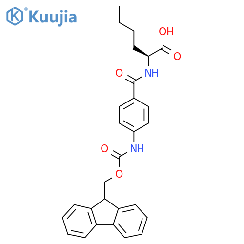 (2S)-2-{4-({(9H-fluoren-9-yl)methoxycarbonyl}amino)phenylformamido}hexanoic acid structure