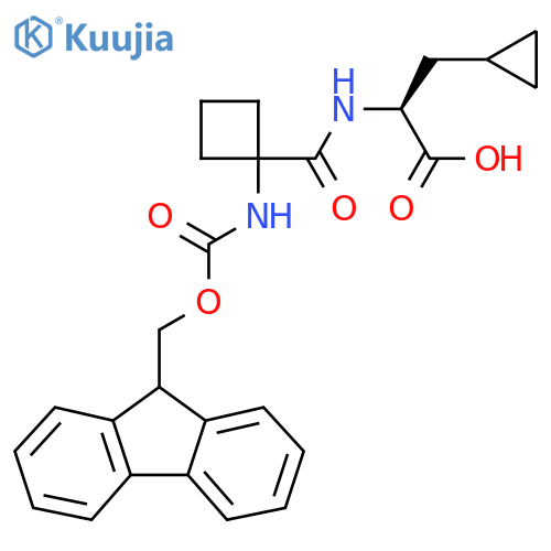 (2S)-3-cyclopropyl-2-{1-({(9H-fluoren-9-yl)methoxycarbonyl}amino)cyclobutylformamido}propanoic acid structure
