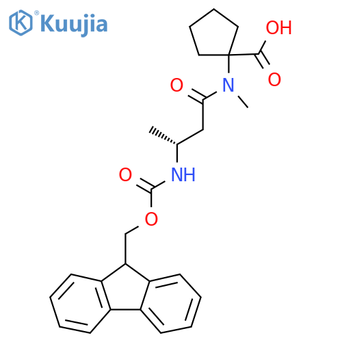 1-(3R)-3-({(9H-fluoren-9-yl)methoxycarbonyl}amino)-N-methylbutanamidocyclopentane-1-carboxylic acid structure