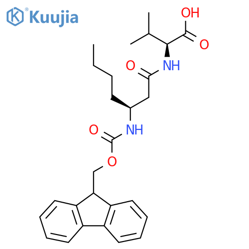 (2S)-2-(3S)-3-({(9H-fluoren-9-yl)methoxycarbonyl}amino)heptanamido-3-methylbutanoic acid structure