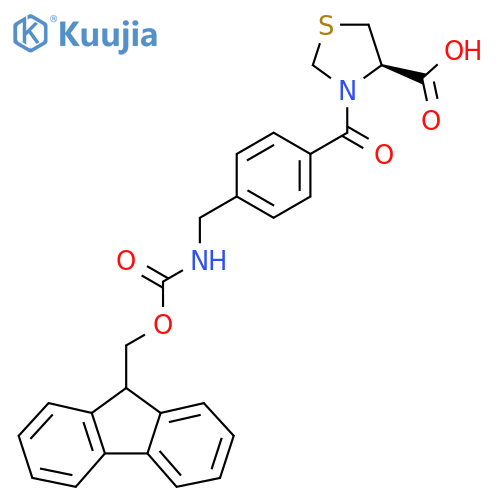 (4R)-3-{4-({(9H-fluoren-9-yl)methoxycarbonyl}amino)methylbenzoyl}-1,3-thiazolidine-4-carboxylic acid structure