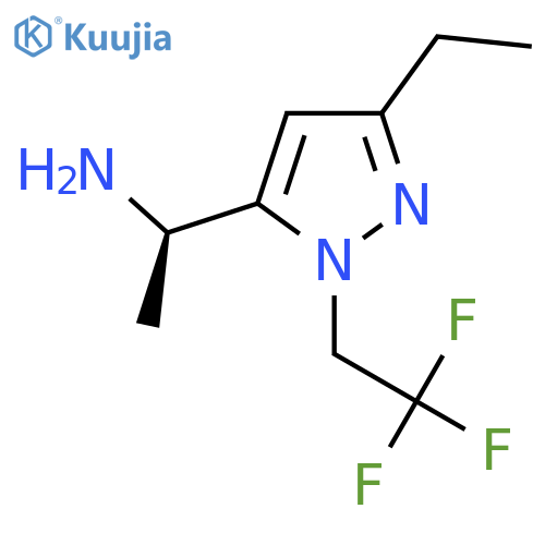 (1R)-1-3-ethyl-1-(2,2,2-trifluoroethyl)-1H-pyrazol-5-ylethan-1-amine structure