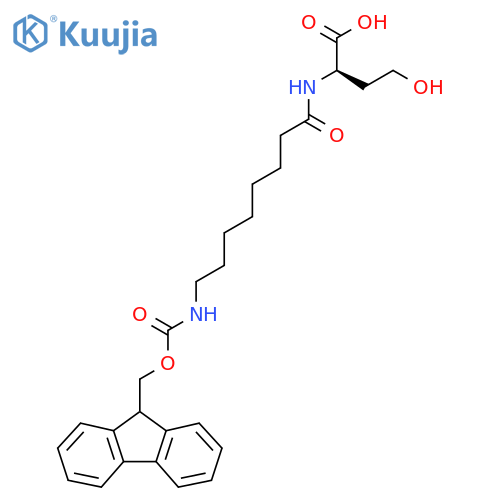 (2R)-2-8-({(9H-fluoren-9-yl)methoxycarbonyl}amino)octanamido-4-hydroxybutanoic acid structure