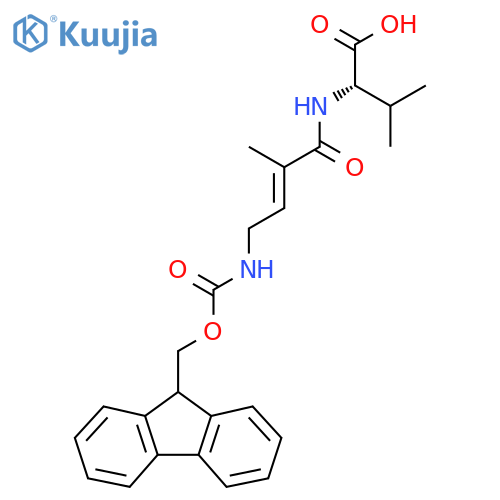 (2S)-2-4-({(9H-fluoren-9-yl)methoxycarbonyl}amino)-2-methylbut-2-enamido-3-methylbutanoic acid structure