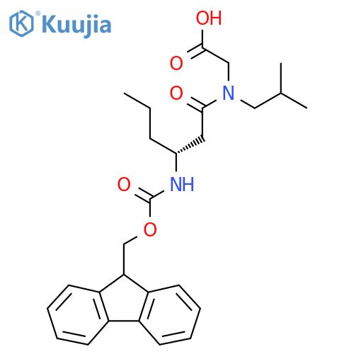 2-(3R)-3-({(9H-fluoren-9-yl)methoxycarbonyl}amino)-N-(2-methylpropyl)hexanamidoacetic acid structure
