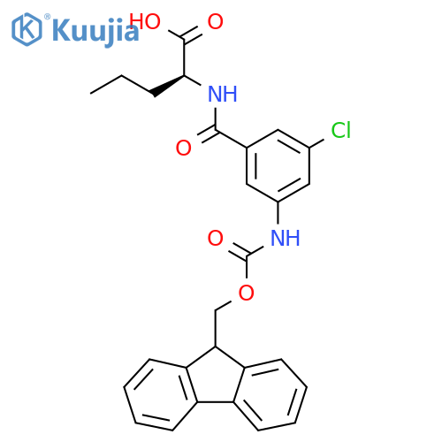 (2S)-2-{3-chloro-5-({(9H-fluoren-9-yl)methoxycarbonyl}amino)phenylformamido}pentanoic acid structure