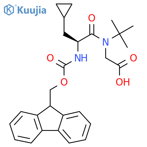 2-(2S)-N-tert-butyl-3-cyclopropyl-2-({(9H-fluoren-9-yl)methoxycarbonyl}amino)propanamidoacetic acid structure