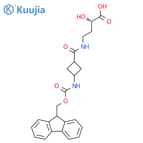 (2S)-4-{3-({(9H-fluoren-9-yl)methoxycarbonyl}amino)cyclobutylformamido}-2-hydroxybutanoic acid structure