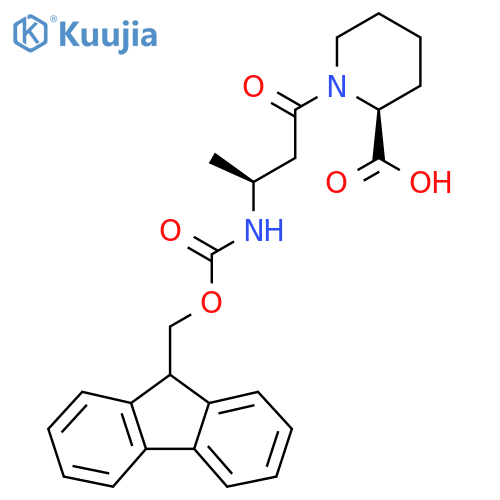 (2S)-1-(3S)-3-({(9H-fluoren-9-yl)methoxycarbonyl}amino)butanoylpiperidine-2-carboxylic acid structure