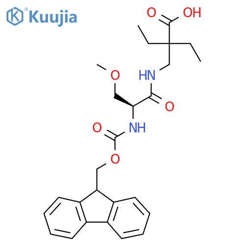 2-ethyl-2-{(2S)-2-({(9H-fluoren-9-yl)methoxycarbonyl}amino)-3-methoxypropanamidomethyl}butanoic acid structure