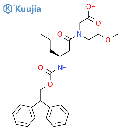 2-(3S)-3-({(9H-fluoren-9-yl)methoxycarbonyl}amino)-N-(2-methoxyethyl)hexanamidoacetic acid structure