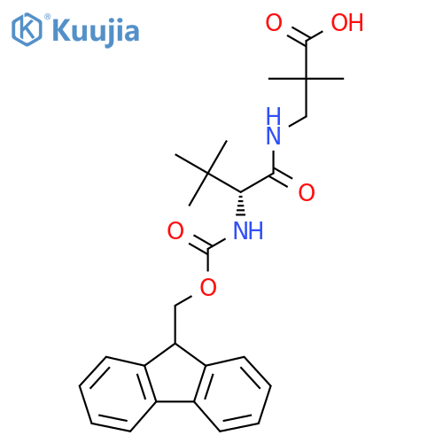 3-(2R)-2-({(9H-fluoren-9-yl)methoxycarbonyl}amino)-3,3-dimethylbutanamido-2,2-dimethylpropanoic acid structure