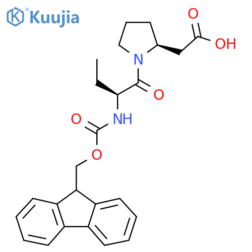 2-(2S)-1-(2S)-2-({(9H-fluoren-9-yl)methoxycarbonyl}amino)butanoylpyrrolidin-2-ylacetic acid structure