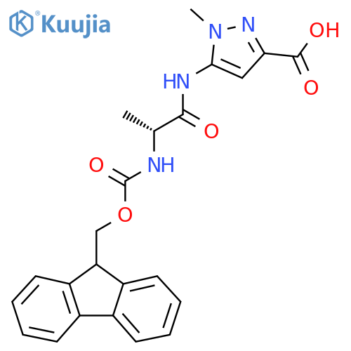 5-(2R)-2-({(9H-fluoren-9-yl)methoxycarbonyl}amino)propanamido-1-methyl-1H-pyrazole-3-carboxylic acid structure