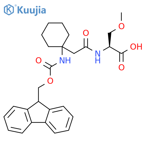 (2S)-2-{2-1-({(9H-fluoren-9-yl)methoxycarbonyl}amino)cyclohexylacetamido}-3-methoxypropanoic acid structure
