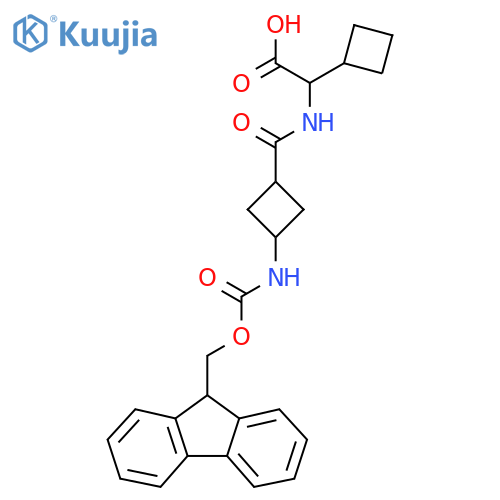 2-cyclobutyl-2-{(1r,3r)-3-({(9H-fluoren-9-yl)methoxycarbonyl}amino)cyclobutylformamido}acetic acid structure