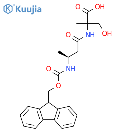 2-(3S)-3-({(9H-fluoren-9-yl)methoxycarbonyl}amino)butanamido-3-hydroxy-2-methylpropanoic acid structure